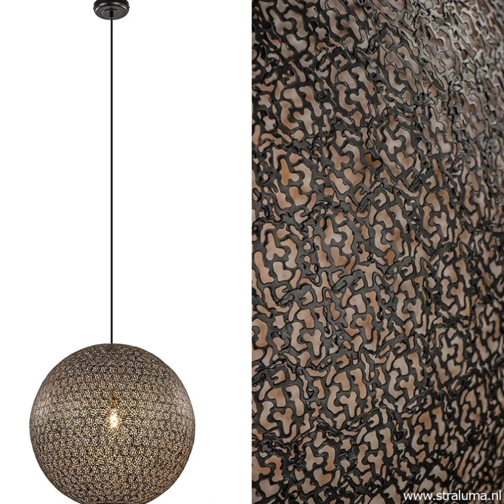 Hanglamp Oronero bol zwart/goud 60cm