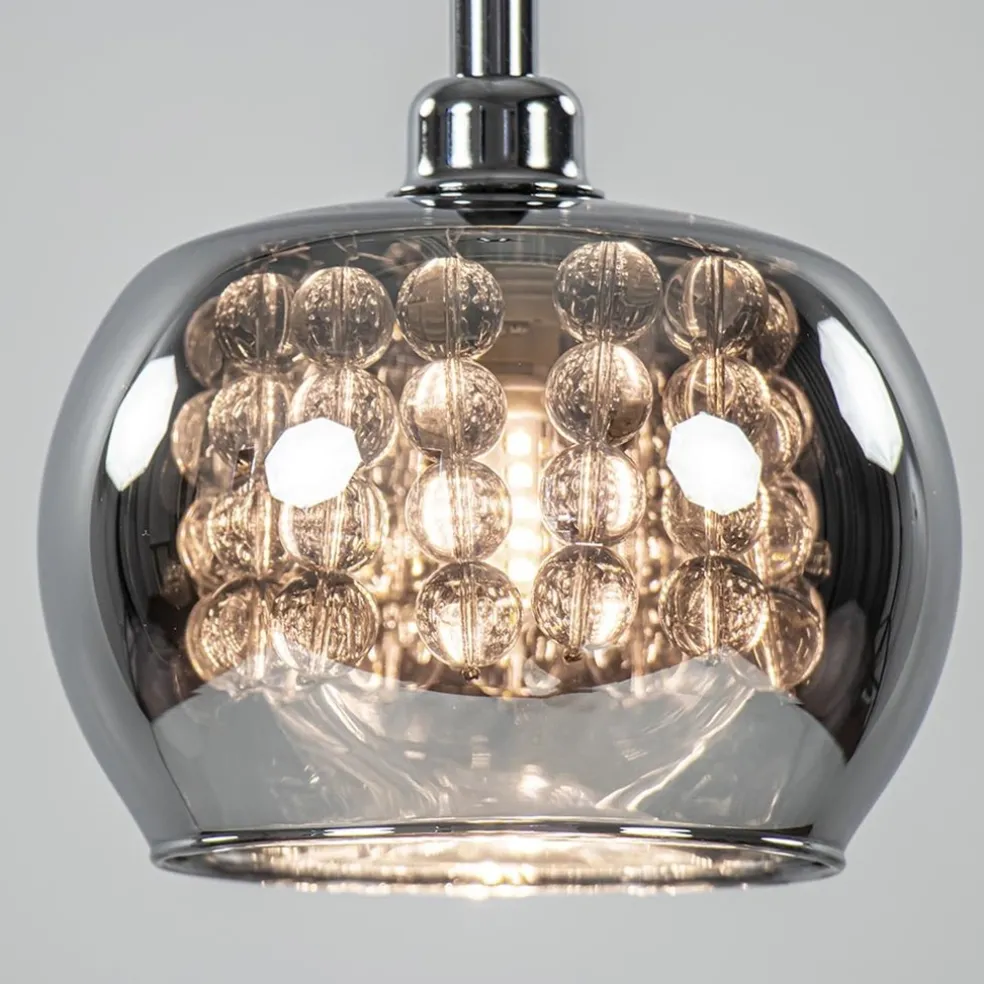 Hanglamp Pearl klein chroom + smoke glas