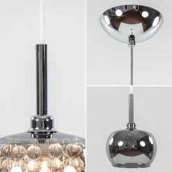 Hanglamp Pearl klein chroom + smoke glas