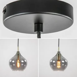 Hanglamp Rakel 20cm antiek brass+smoke glas