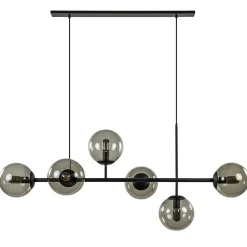 Hanglamp Random bol 6L zwart met smoke glas