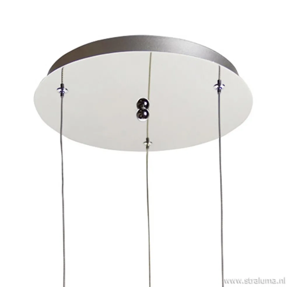 Hanglamp rond 3-lichts alu draad/glas