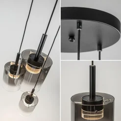 Hanglamp Salerno 3L zwart/gradient smoke