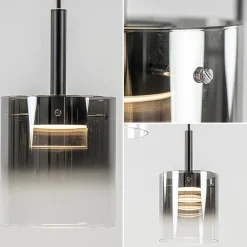 Hanglamp Salerno 3L zwart/gradient smoke