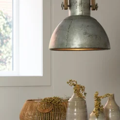 Hanglamp Shelly industrieel zink/hout