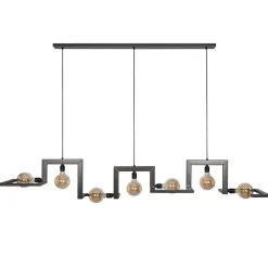 Hanglamp Tortona 7l 210 zwartstaal/koper