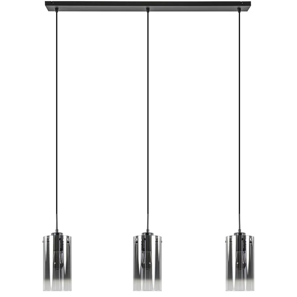 Hanglamp Ventotto 3l zwart/smoke glas