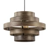 Hanglamp Walnut 6-ringen hout/zwart