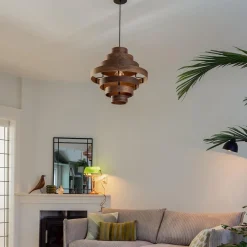 Hanglamp Walnut zwart / walnoot hout