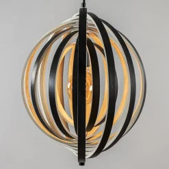 Hanglamp Woody 44 zwart/naturel hout