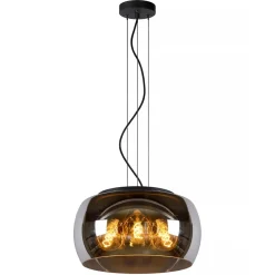 Hanglamp zwart + smoke glas 40cm