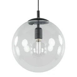 Hanglamp zwart met helder glazen bol 30 cm