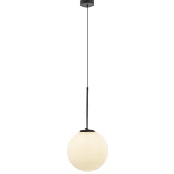 Hanglamp zwart met opaal wit glas 30 cm