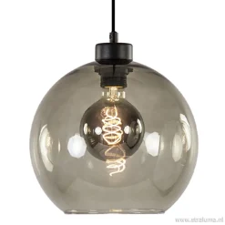 Hanglamp zwart met smoke glas 25cm