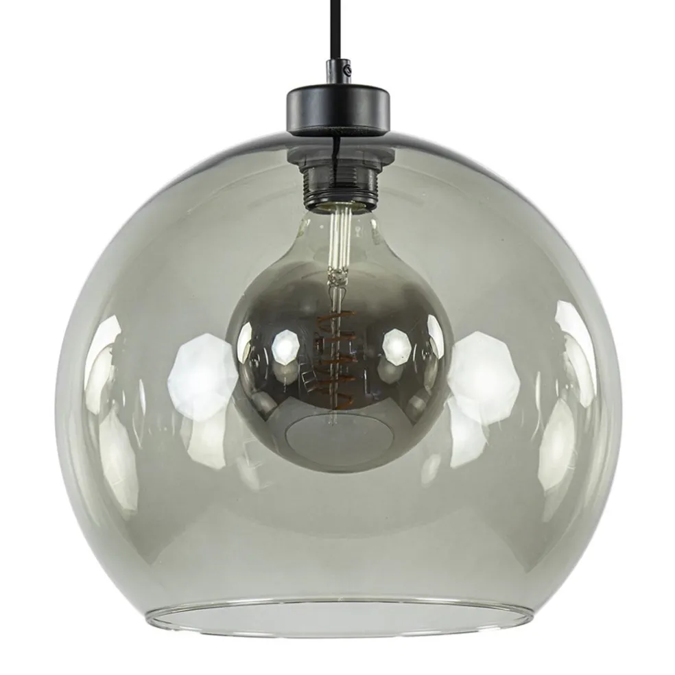 Hanglamp zwart met smoke glas 30cm
