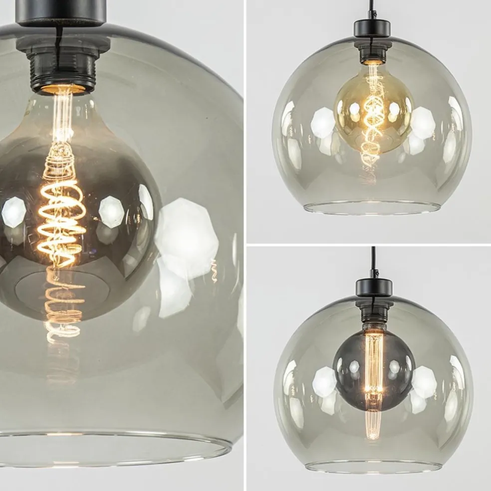 Hanglamp zwart met smoke glas 30cm