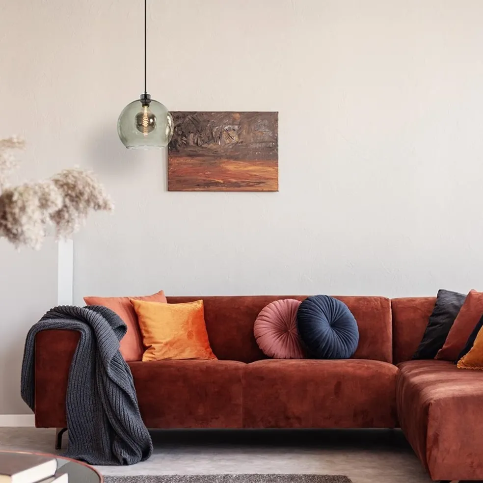 Hanglamp zwart met smoke glas 30cm