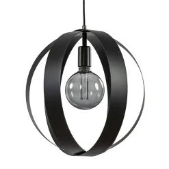 Hanglamp zwart metalen ringen 40 cm