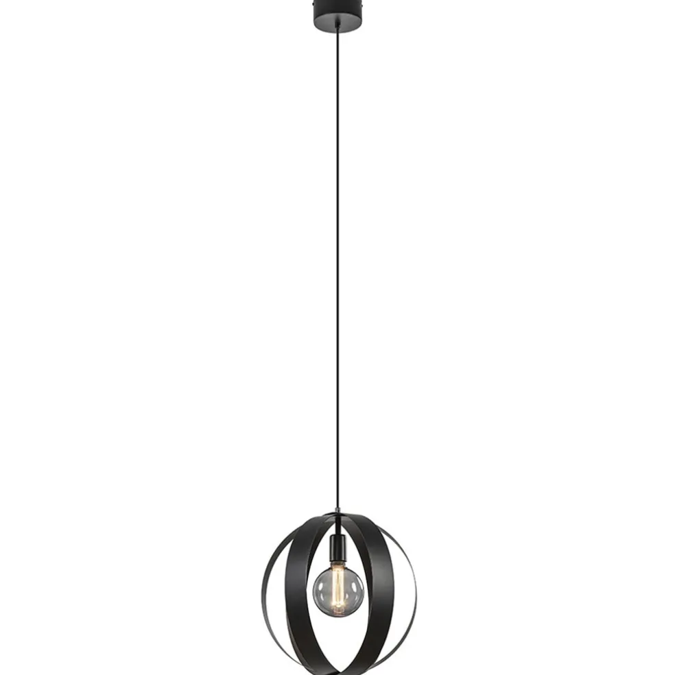 Hanglamp zwart metalen ringen 40 cm
