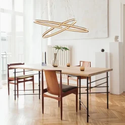 Hanglamp zwart 2x ledband ovaal