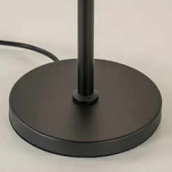 Hoge tafellamp zwart met wit glazen kap