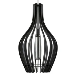 Houten hanglamp kegel groot mat zwart