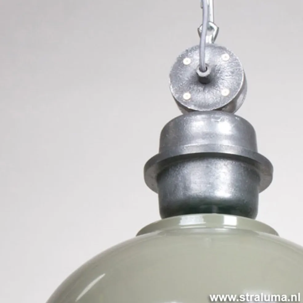 Industriele hanglamp olijf metaal Bikkel