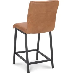 Industriële barkruk met cognac lederen zitting