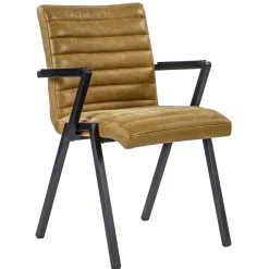 Industriële eetkamerstoel leer antigo cognac