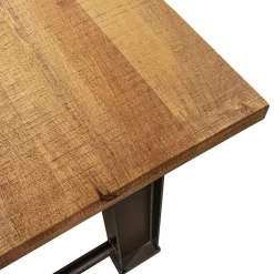 Industriële eettafel rechthoekig blad met metalen poot