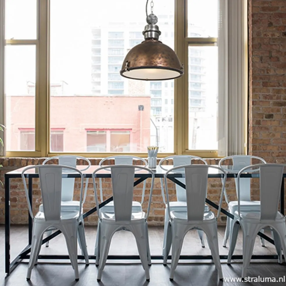 Industriële hanglamp bruin/brons tafel