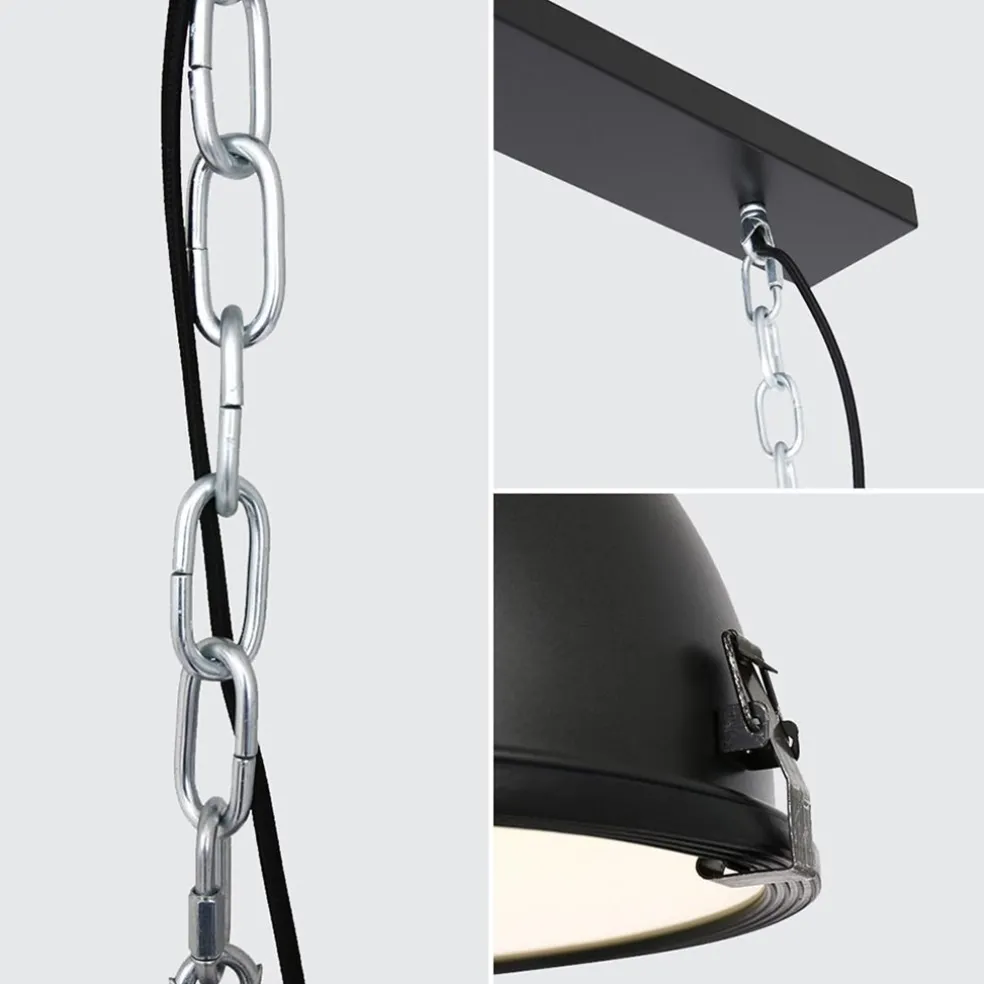 Industriële 3-lichts hanglamp bikkel mat zwart