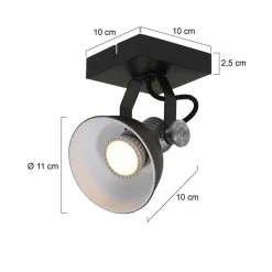 Industriële plafond/wandspot zwart inclusief LED