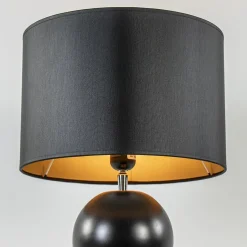 Keramieken tafellamp bollen zwart met kap