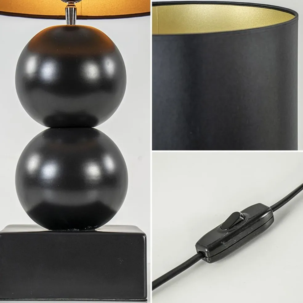 Keramieken tafellamp bollen zwart met kap