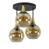 Klassieke plafondlamp zwart/goud met amber glas