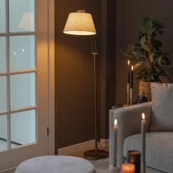 Klassieke vloerlamp brons met creme kap