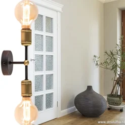 Klassieke wandlamp zwart-antiek brons