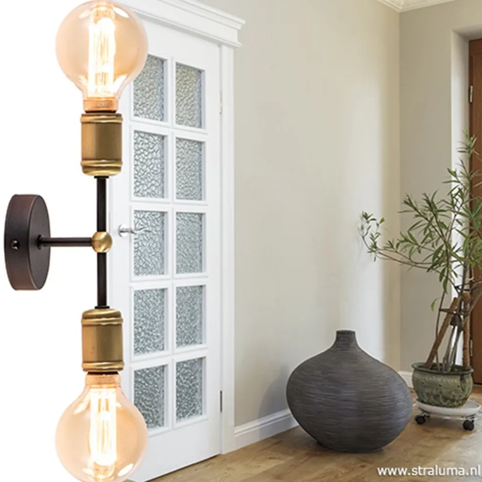 Klassieke wandlamp zwart-antiek brons