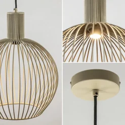 kleine draad hanglamp mat zand met zwart