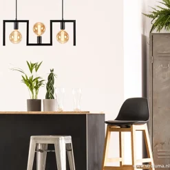 Kleine eettafel hanglamp zwart frame