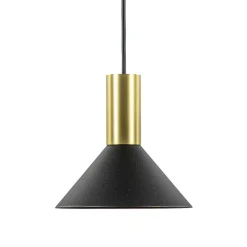 Kleine hanglamp driehoek zwart met brons