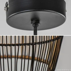 Kleine hanglamp Meya zwart met goud draad