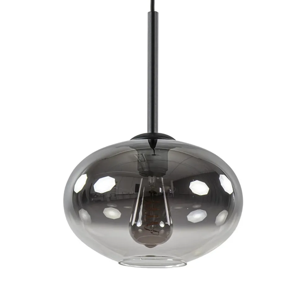 Kleine hanglamp smoke glas gradient met zwart