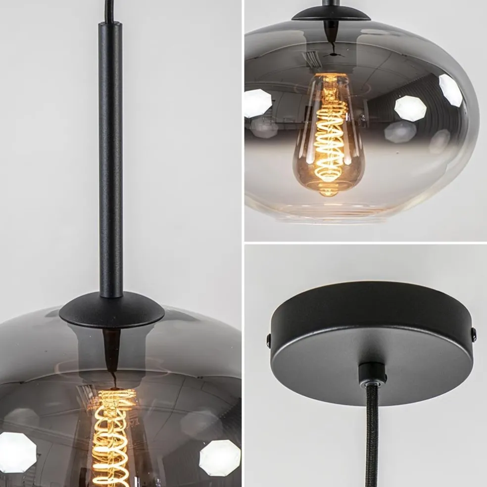 Kleine hanglamp smoke glas gradient met zwart