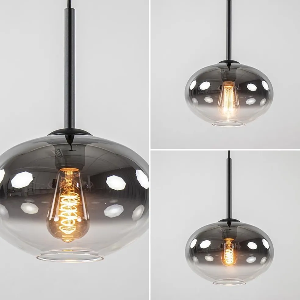 Kleine hanglamp smoke glas gradient met zwart