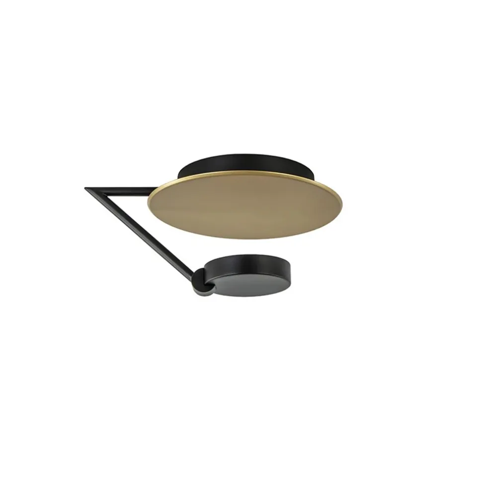 Kleine LED plafondlamp zwart met goud