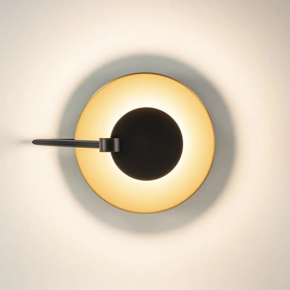 Kleine LED plafondlamp zwart met goud