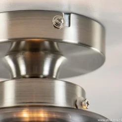 Kleine plafondlamp hal/toilet met smokey glazen kap