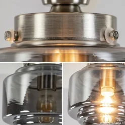 Kleine plafondlamp hal/toilet met smokey glazen kap